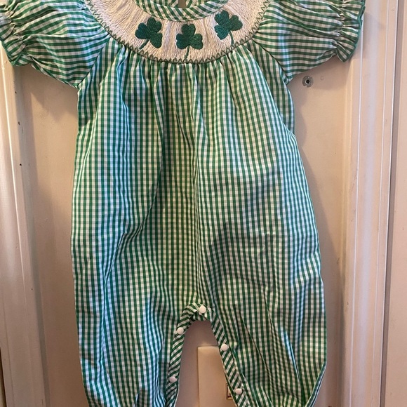 New Smocked St Patrick's Day Bubble Romper - Picture 12 of 14
